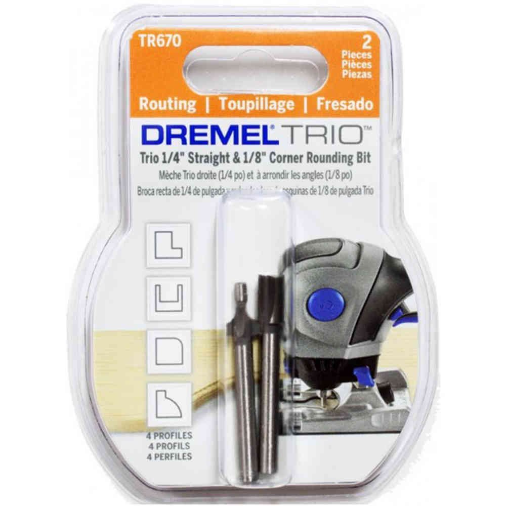 TR670 jogo de fresas paralelas 6,4mm 1/4 pol. e 3,2mm 1/8 pol. para Dremel Trio - Dremel - Imagem 1